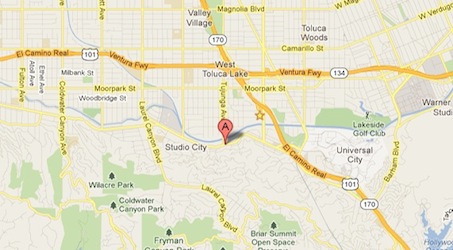 Map to our Studio City location near Hollywood